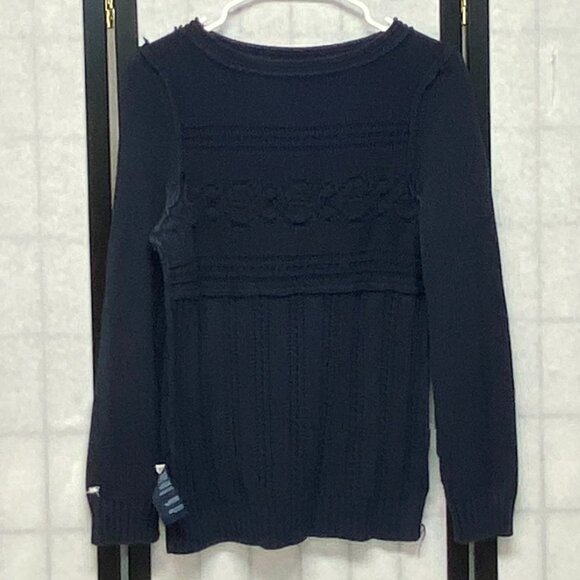 Tommy Hilfiger Scoop Neck Pull Over Cable & Rib Knit Sweater Navy Blue Kids L - Picture 5 of 12